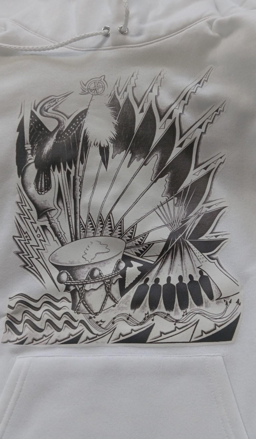 Medicine Ceremony Hoodie - Peyote, NAC, Waterdrum, Eagle Feathers, Tribal, Indigenous, Orignal Design by Klamath Modoc Artist Aaron Wright