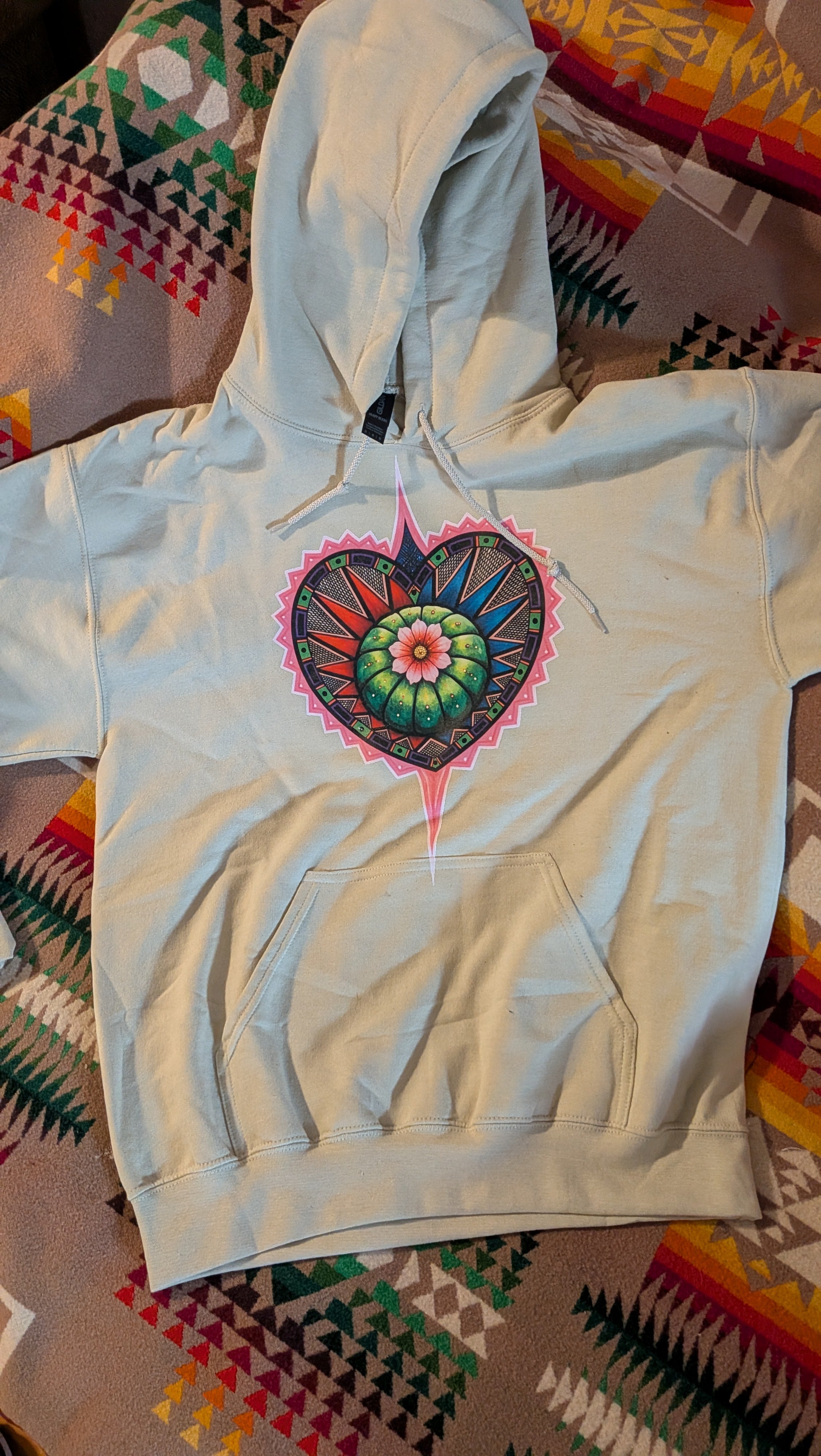 Next Gen Good Peyote Heart Hoodie - Sand Special Edition Color, NAC, Native American Church, Tribal, Medicine Ceremony Streetwear